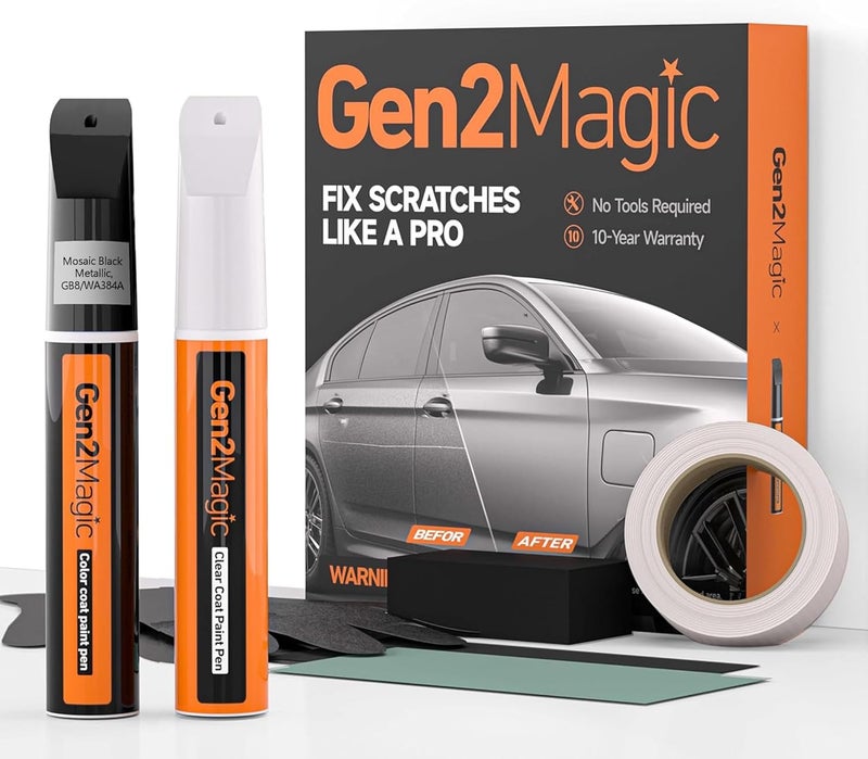 Gen2Magic Mosaic Black Metallic Touch Up Paint Pen Kit Compatible with Chevy [Clear Coat Included], GB8/WA384A Color Match for Scratches, Rock Chips, Bumper Dings, Easy Scratch Repair & Rust Remover - Image 1